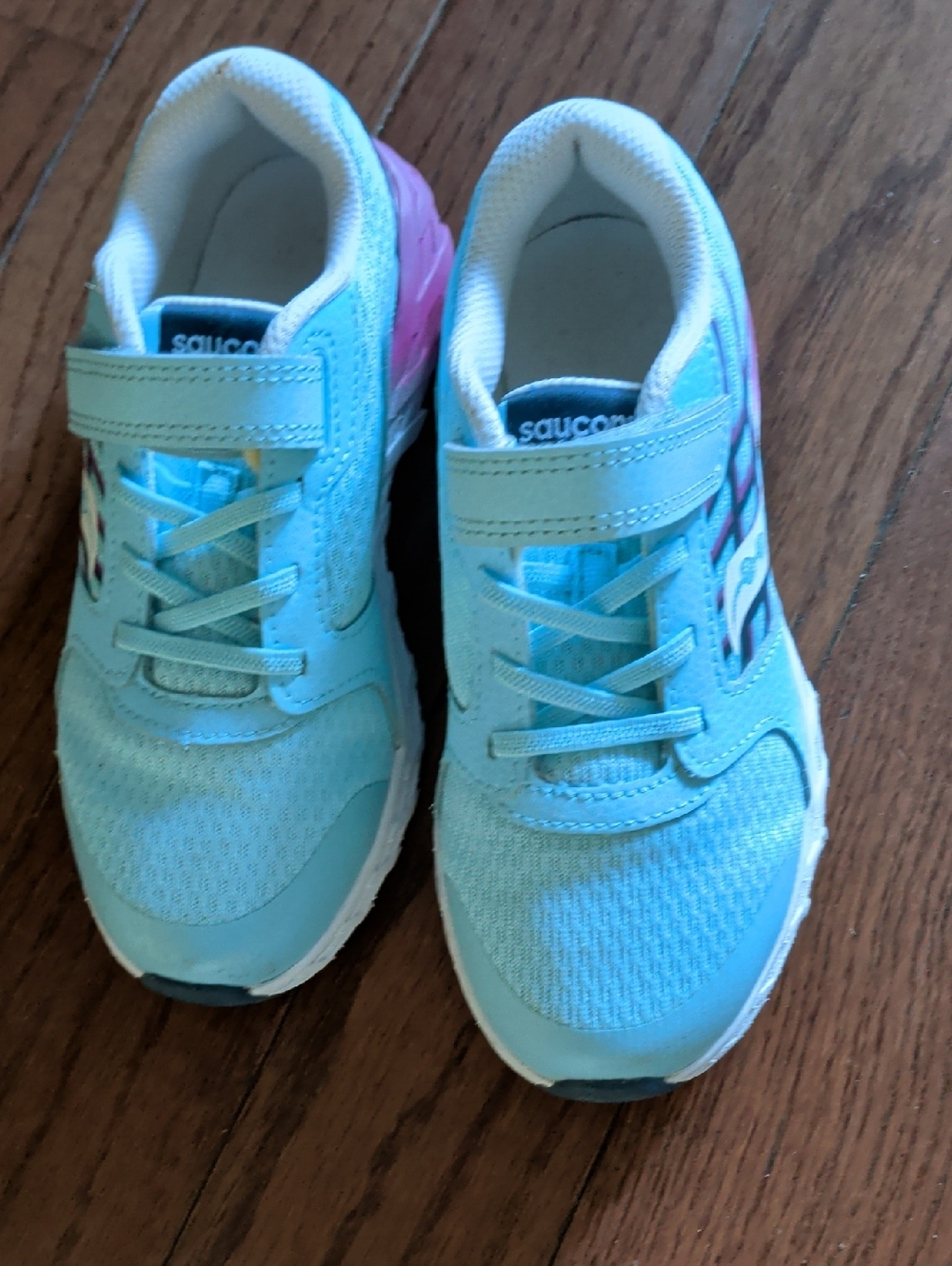 Saucony Kids Light Blue and Pink Slip-On Sneakers Size 1 Wide